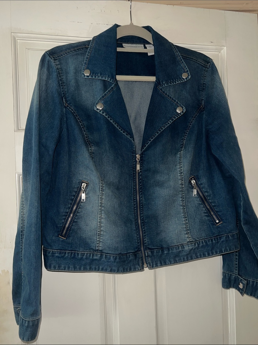 Chico’s Blue Denim Moto Jacket - Women